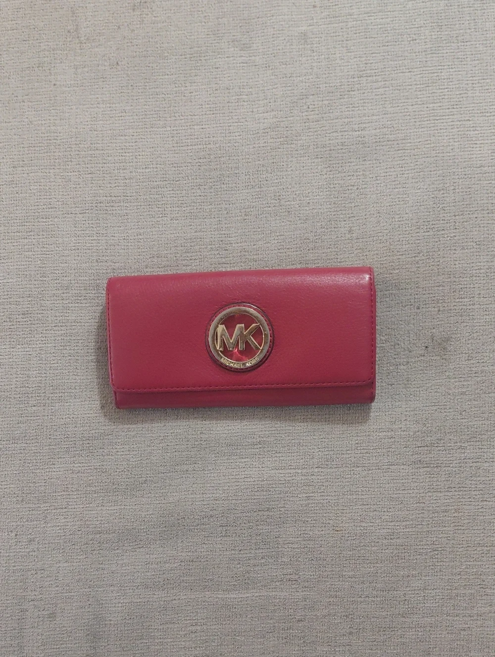 Michael Kors Red Leather Continental Wallet with Gold MK Logo